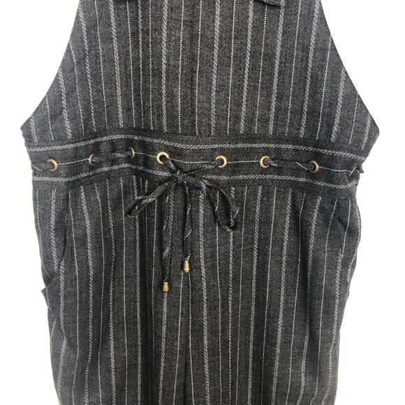 Black Pine Striped Charcoal Overalls S - Picture 4 of 12